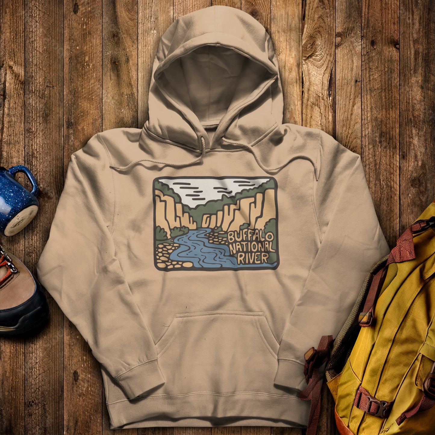 Buffalo National River Hoodie Sand Adventure and Outdoors Themed Hoodie