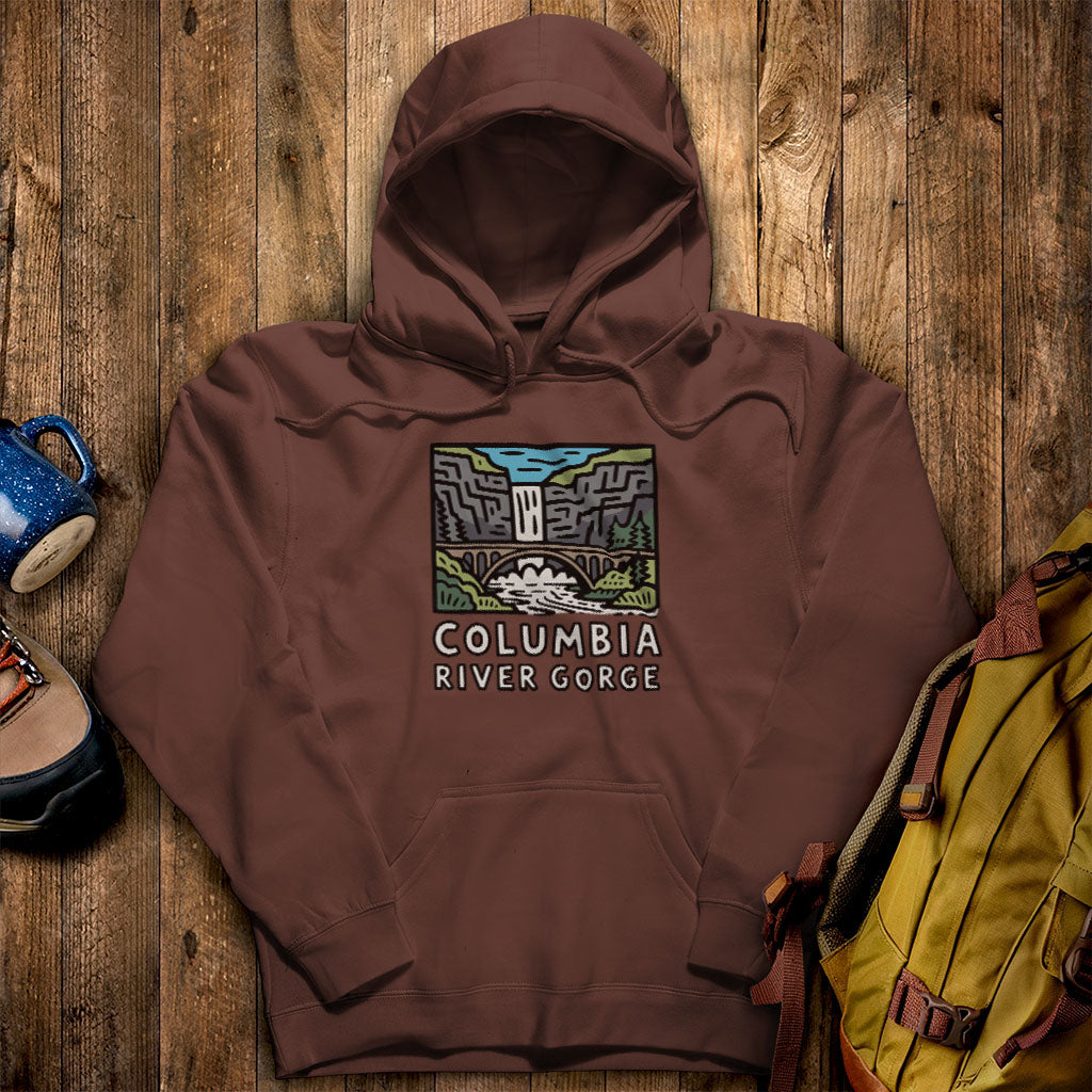 Columbia River Gorge Hoodie Cocoa Adventure and Outdoors Themed Hoodie