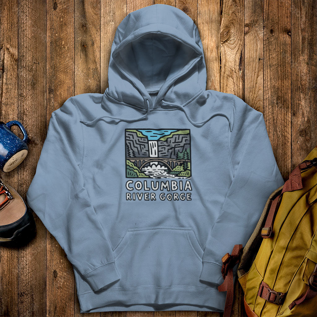 Columbia River Gorge Hoodie Stone Blue Adventure and Outdoors Themed Hoodie
