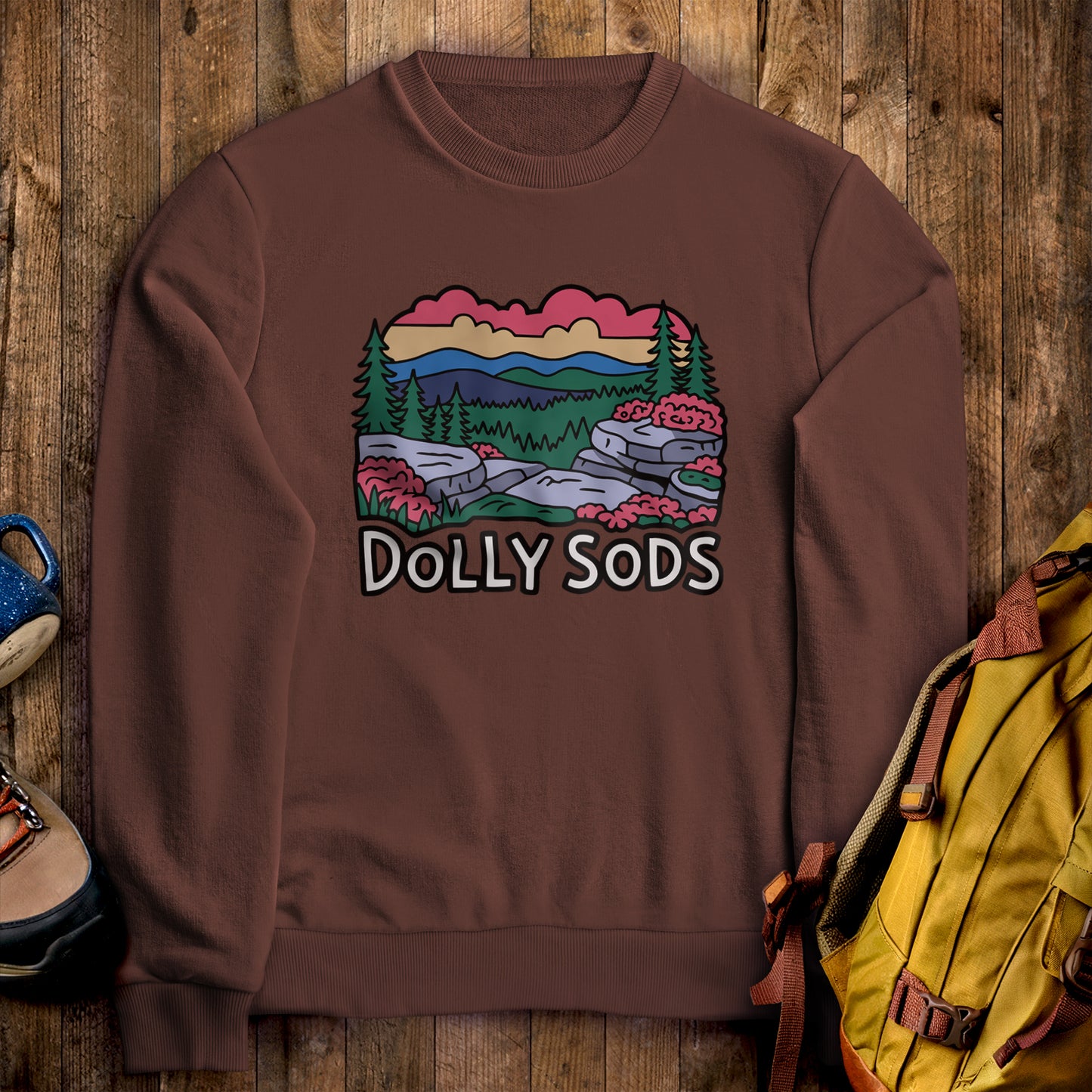 Dolly Sods Wilderness Crewneck Sweatshirt Cocoa Adventure and Outdoors Themed Sweatshirt