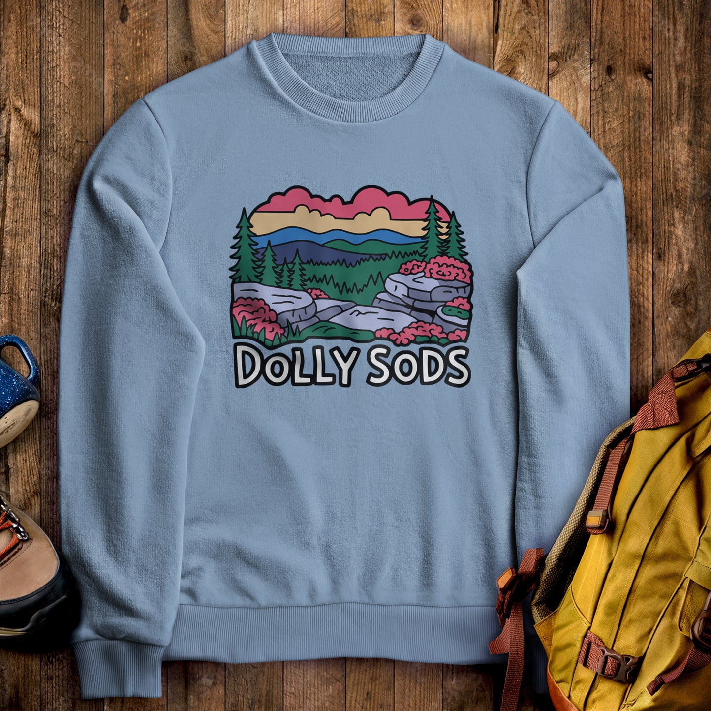 Dolly Sods Wilderness Crewneck Sweatshirt Stone Blue Adventure and Outdoors Themed Sweatshirt