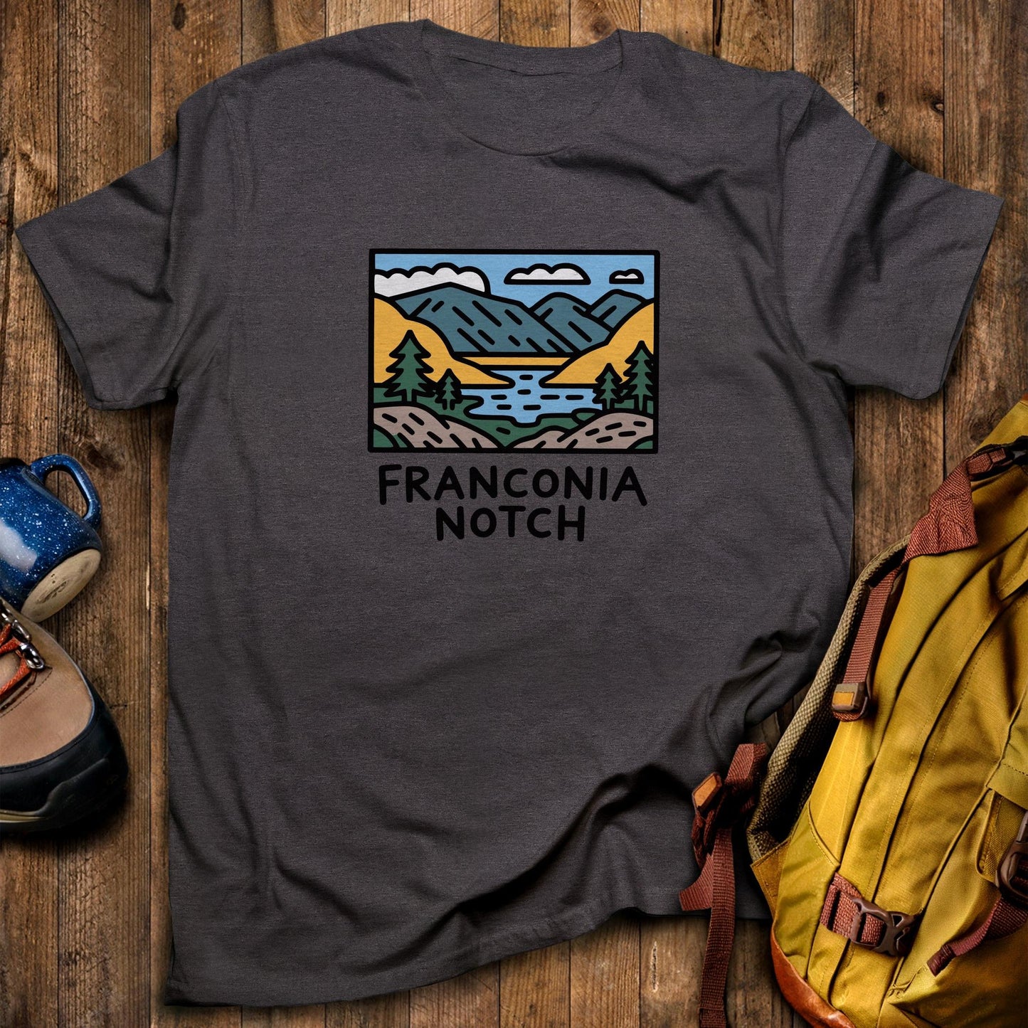 Franconia Notch State Park T-Shirt Dark Heather Adventure and Outdoors Themed T-Shirt