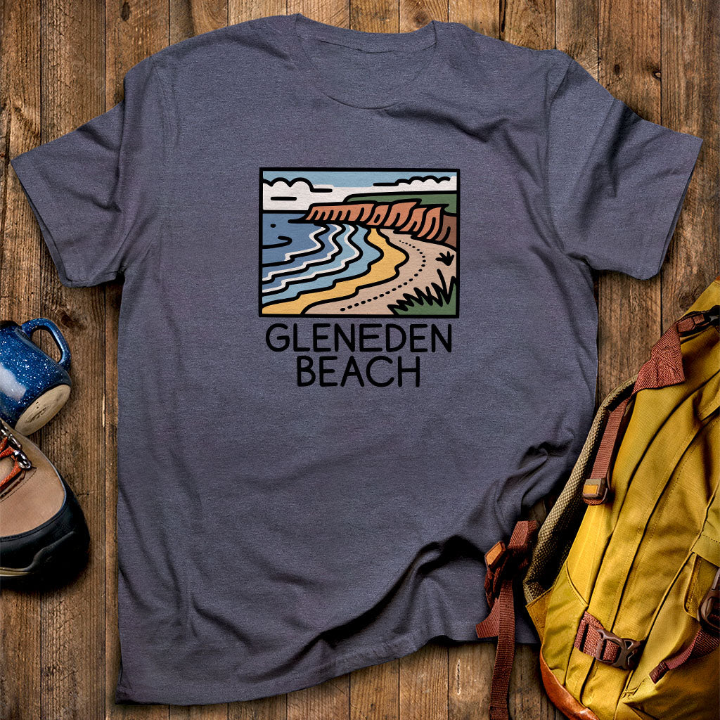 Gleneden Beach T-Shirt Heather Navy Adventure and Outdoors Themed T-Shirt