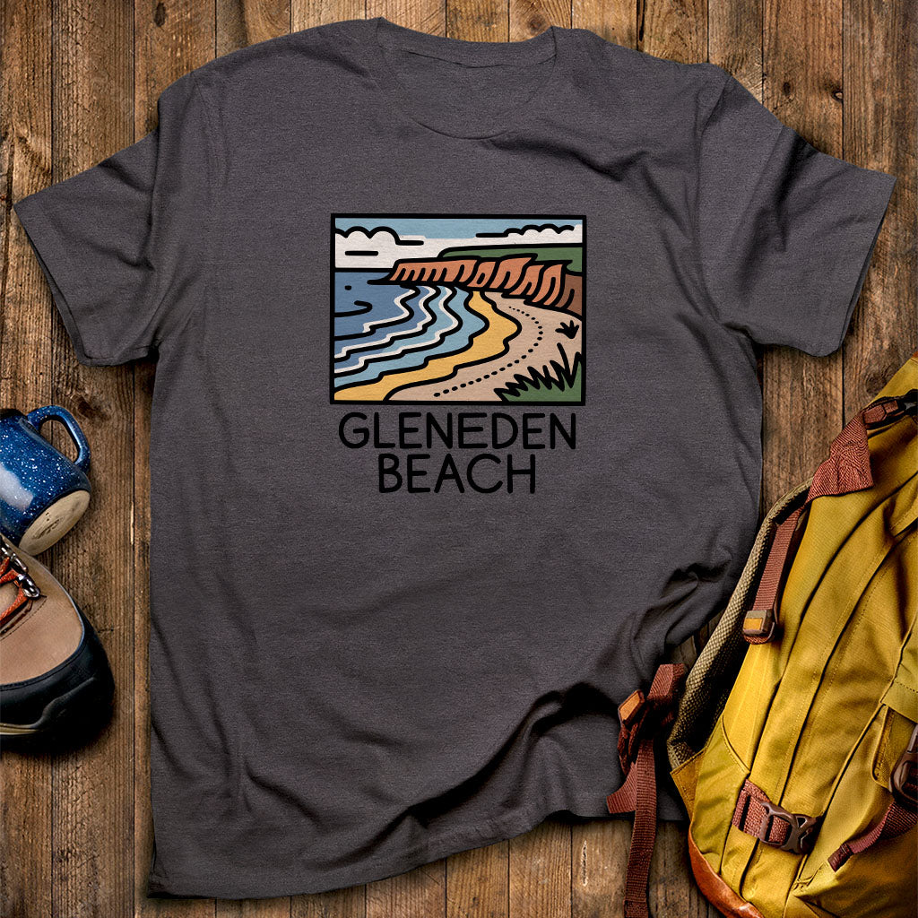 Gleneden Beach T-Shirt Dark Heather Adventure and Outdoors Themed T-Shirt