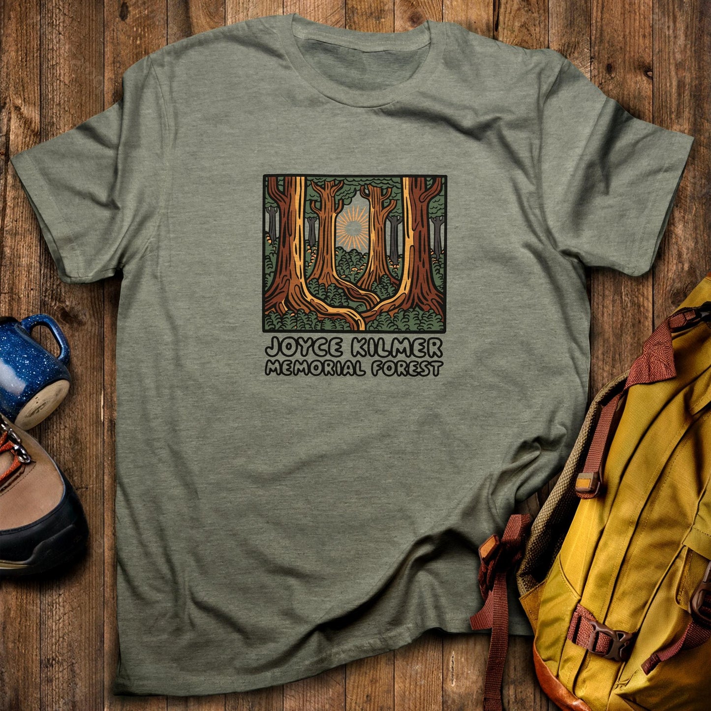 Joyce Kilmer Memorial Forest T-Shirt Heather Military Green Adventure and Outdoors Themed T-Shirt