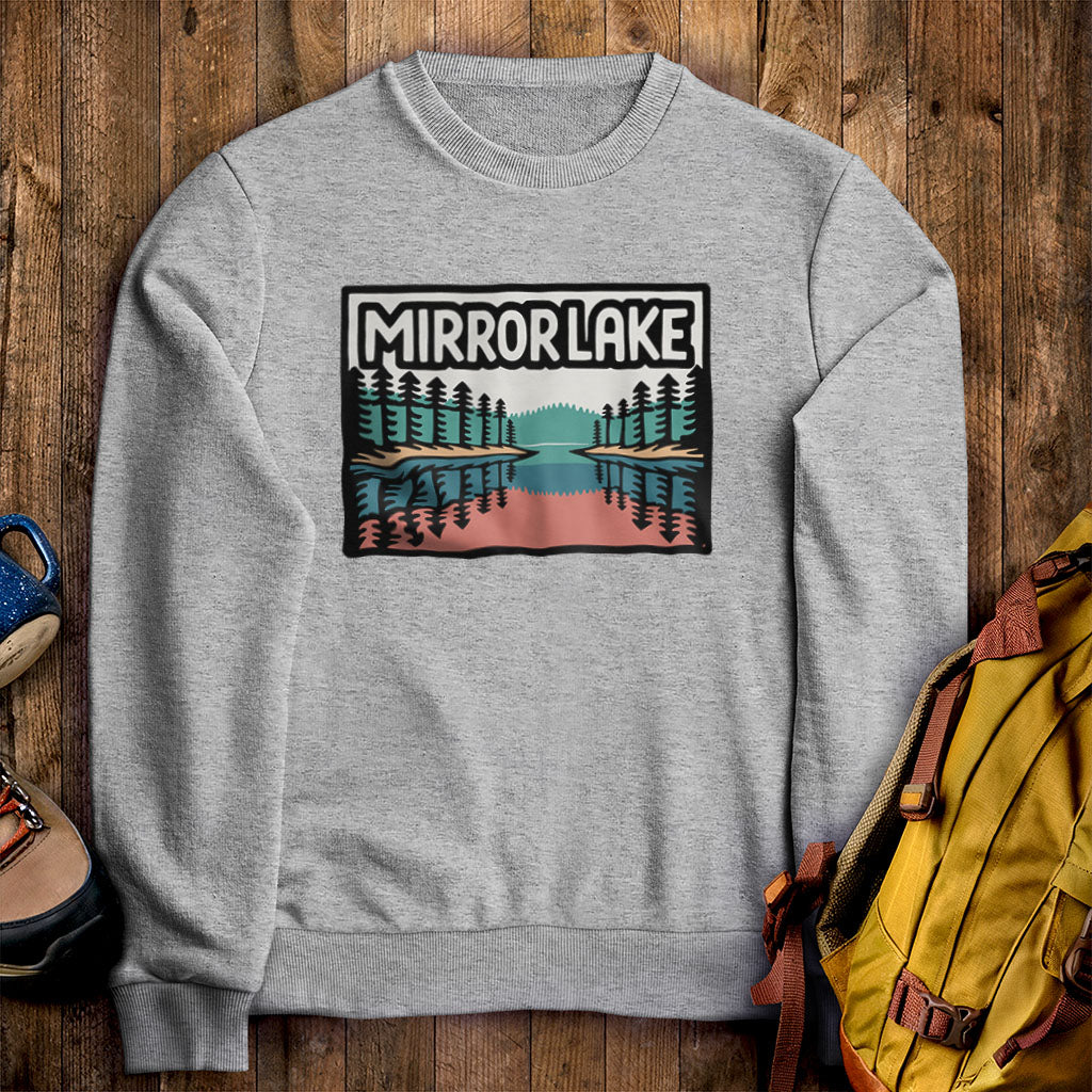 Mirror Lake Crewneck Sweatshirt Sport Grey Adventure and Outdoors Themed Sweatshirt