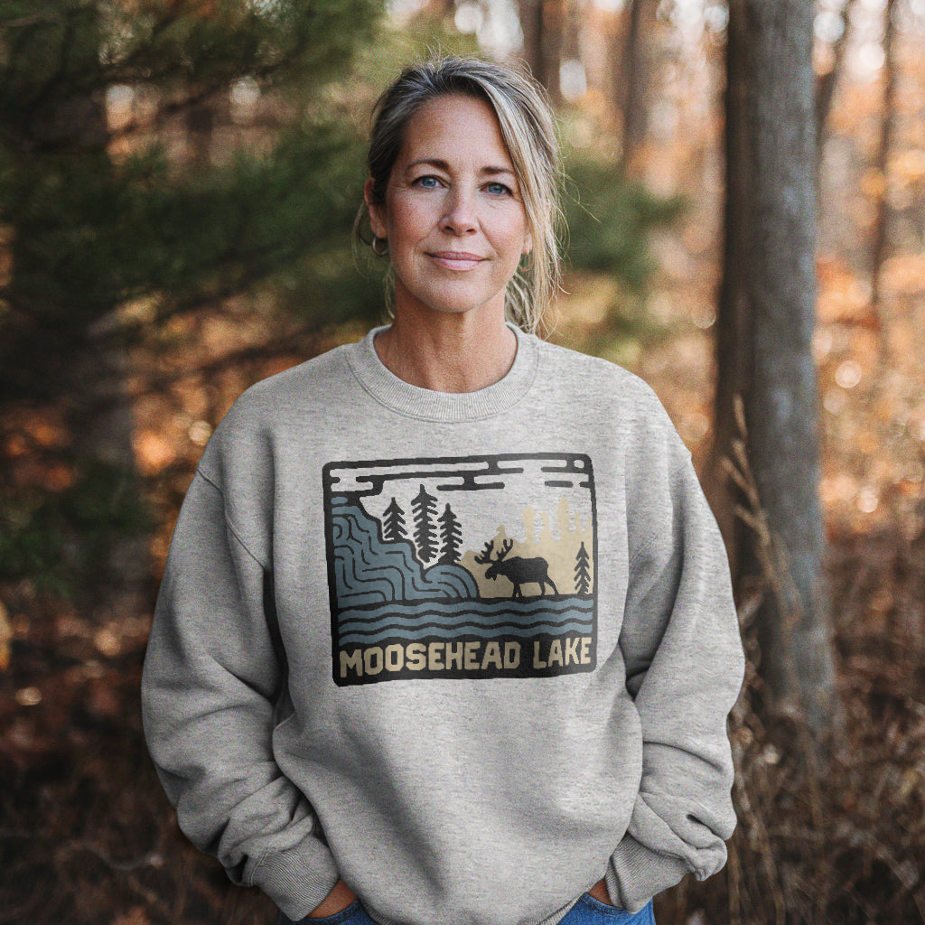 Moosehead Lake Crewneck Sweatshirt Adventure and Outdoors Themed Sweatshirt