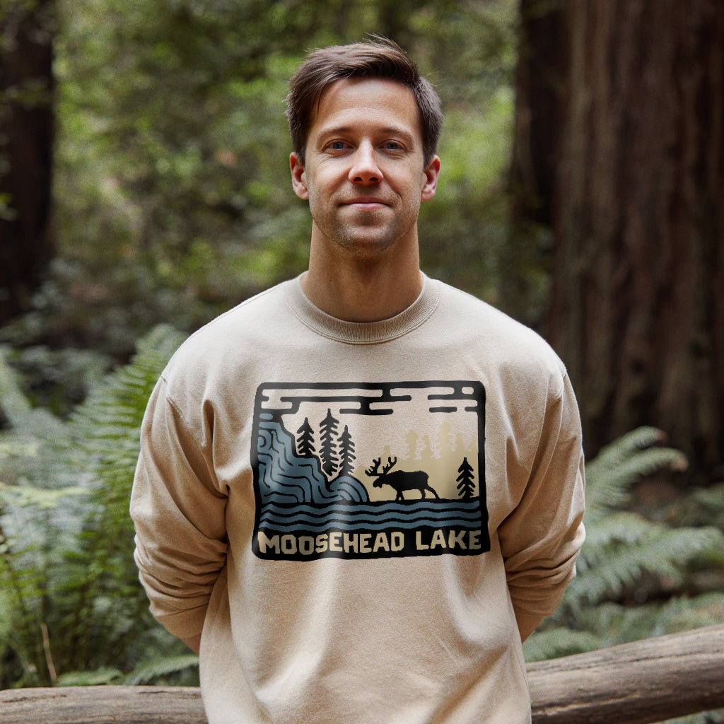 Moosehead Lake Crewneck Sweatshirt Adventure and Outdoors Themed Sweatshirt