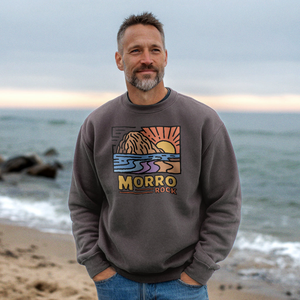 Morro Rock Crewneck Sweatshirt Adventure and Outdoors Themed Sweatshirt