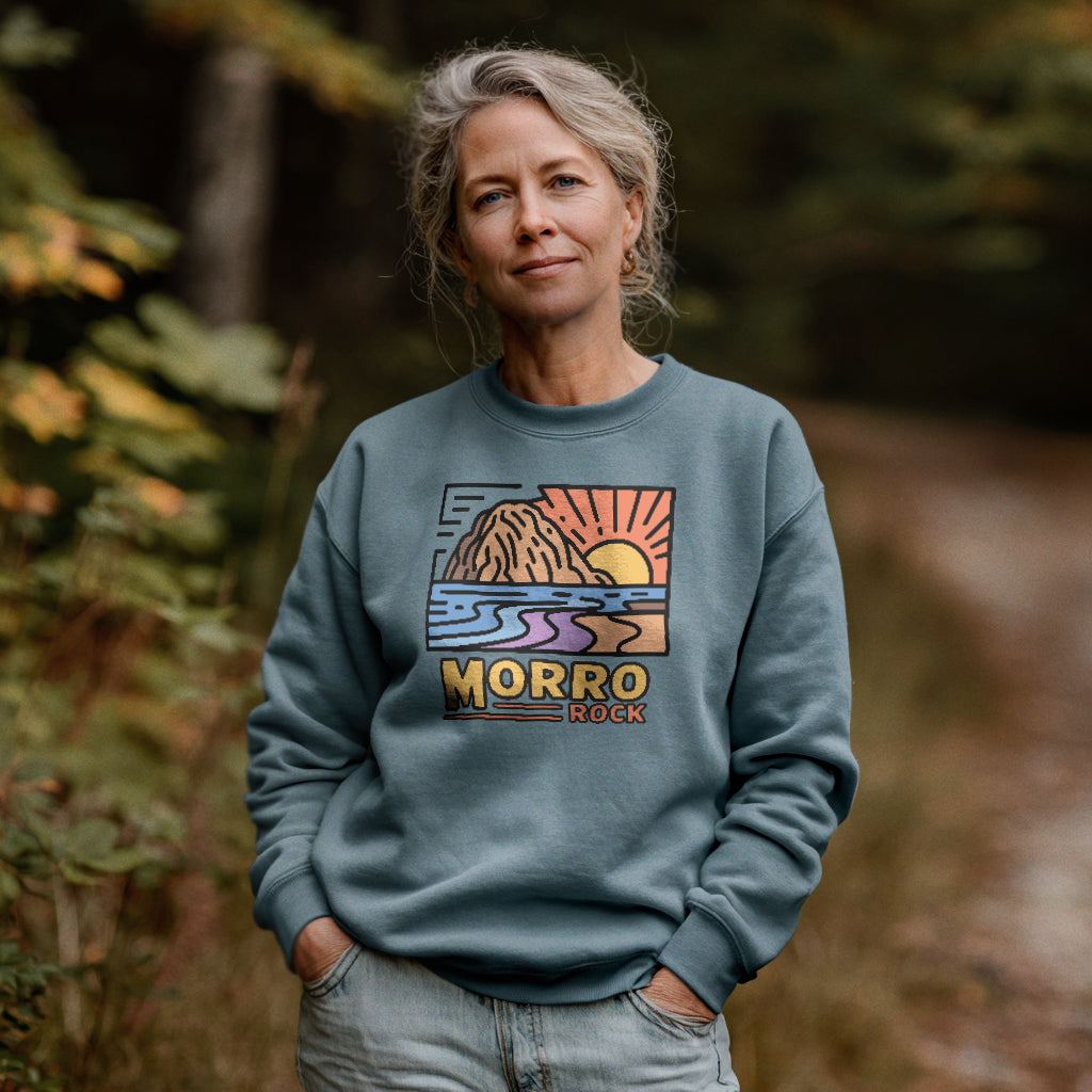 Morro Rock Crewneck Sweatshirt Adventure and Outdoors Themed Sweatshirt