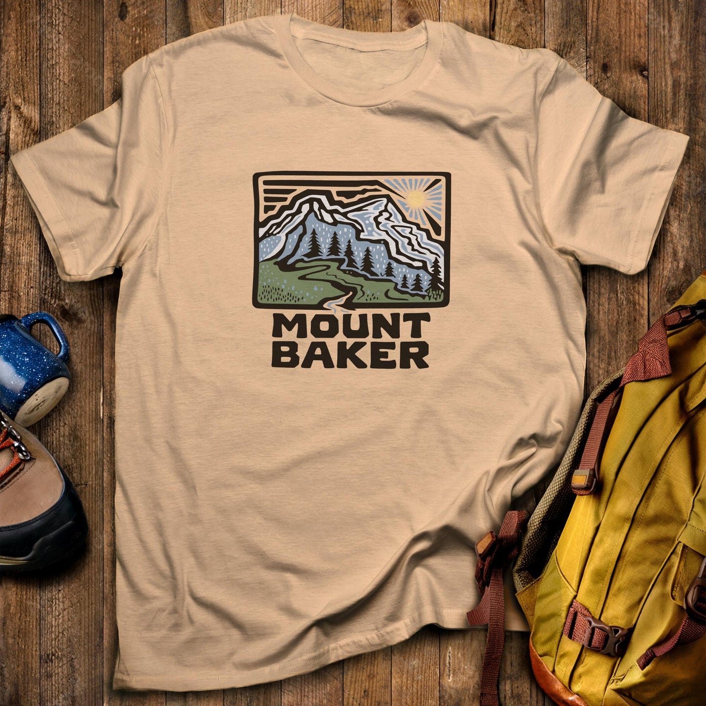 Mount Baker T-Shirt Sand Adventure and Outdoors Themed T-Shirt