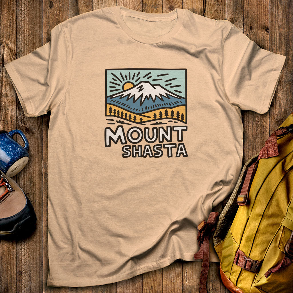 Mount Shasta T-Shirt Sand Adventure and Outdoors Themed T-Shirt