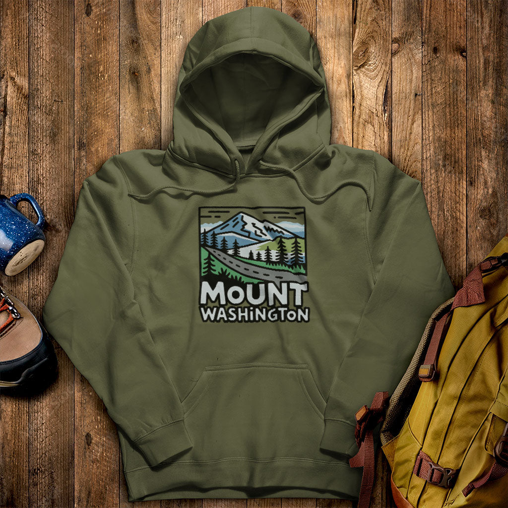 Mount Washington Hoodie Military Green Adventure and Outdoors Themed Hoodie