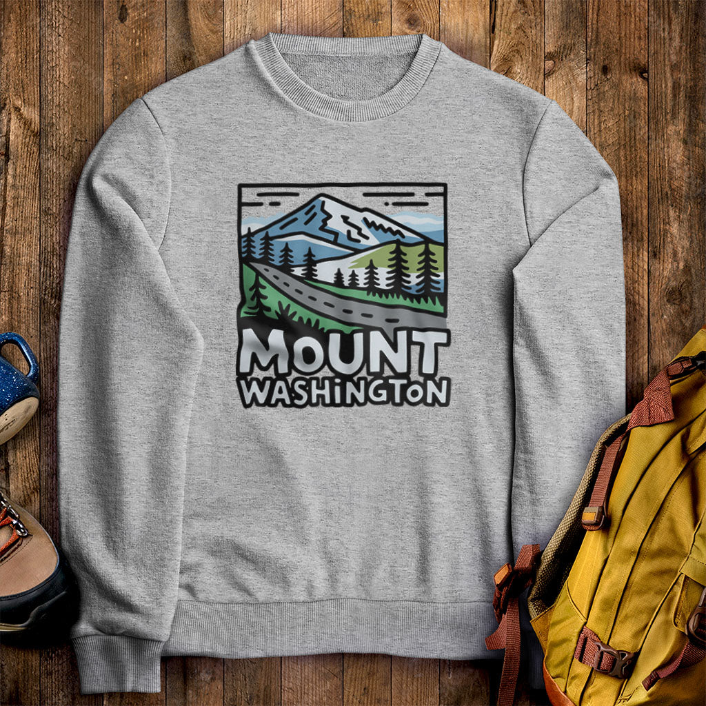 Mount Washington Crewneck Sweatshirt Sport Grey Adventure and Outdoors Themed Sweatshirt