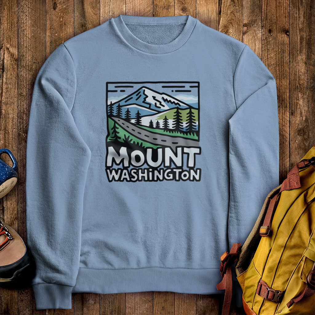 Mount Washington Crewneck Sweatshirt Stone Blue Adventure and Outdoors Themed Sweatshirt