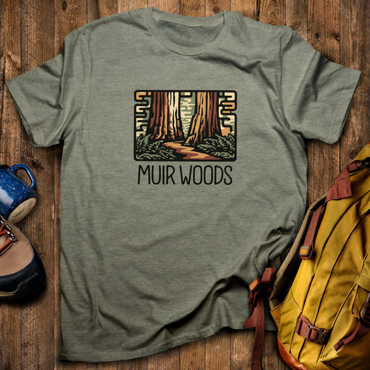 Muir Woods National Monument T-Shirt Heather Military Green Adventure and Outdoors Themed T-Shirt