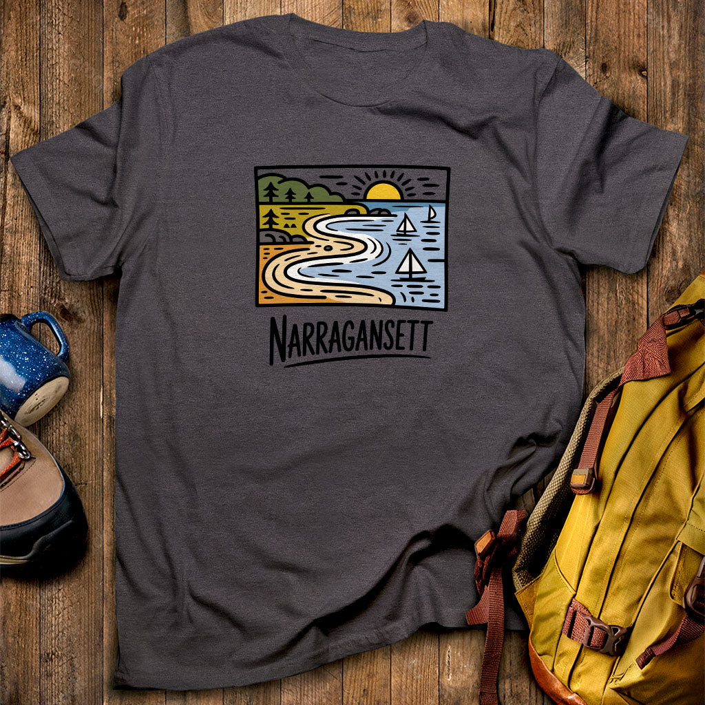 Narragansett Bay T-Shirt Dark Heather Adventure and Outdoors Themed T-Shirt
