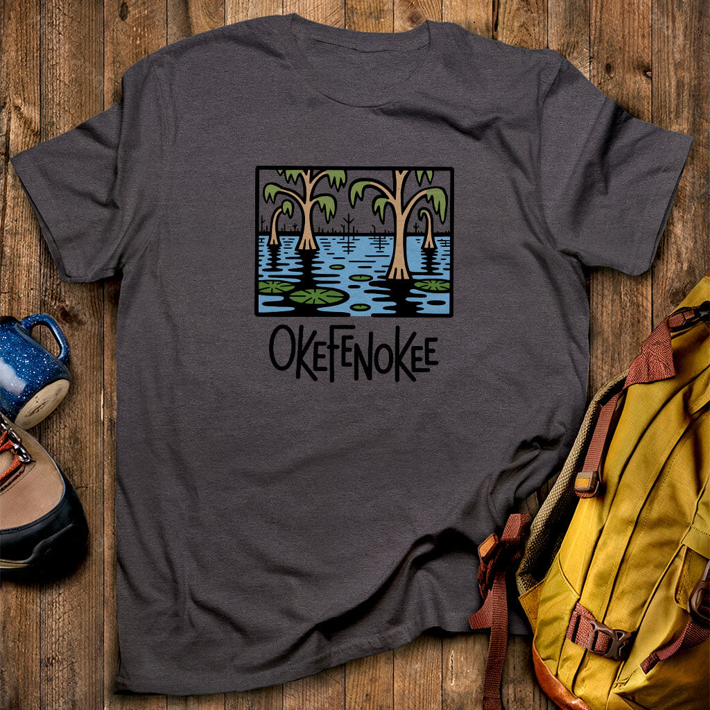 Okefenokee National Wildlife Refuge T-Shirt Dark Heather Adventure and Outdoors Themed T-Shirt