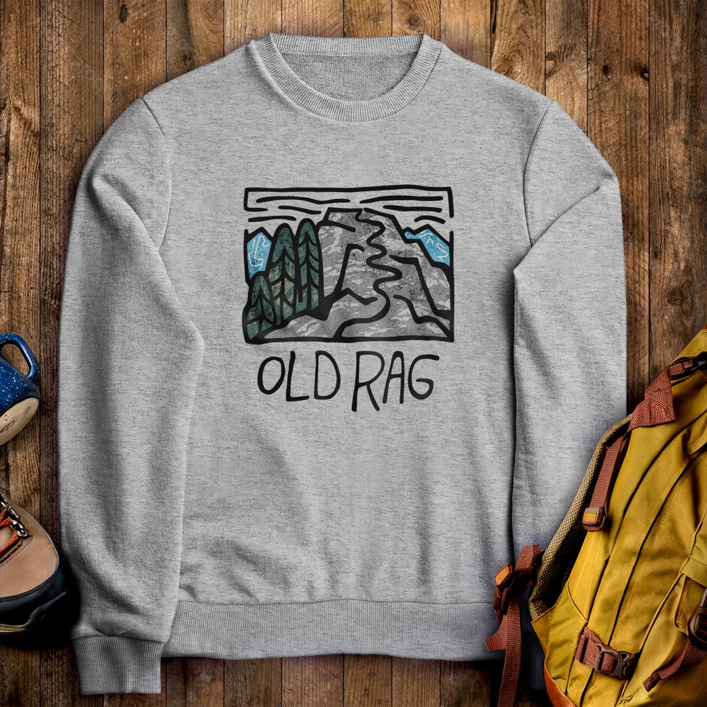 Old Rag Mountain Crewneck Sweatshirt Sport Grey Adventure and Outdoors Themed Sweatshirt