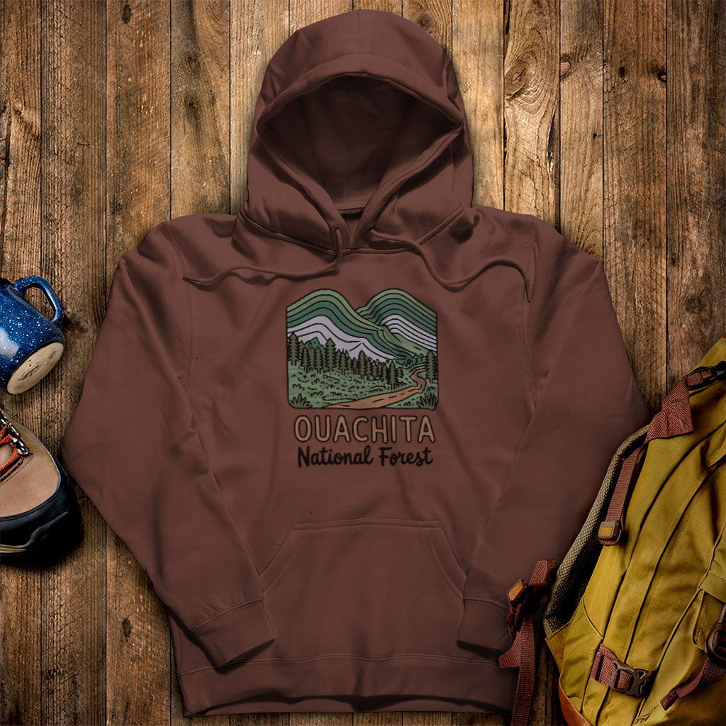 Ouachita National Forest Hoodie Cocoa Adventure and Outdoors Themed Hoodie