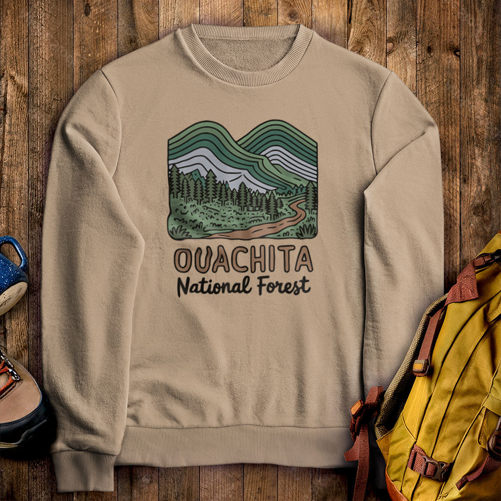 Ouachita National Forest Crewneck Sweatshirt Sand Adventure and Outdoors Themed Sweatshirt
