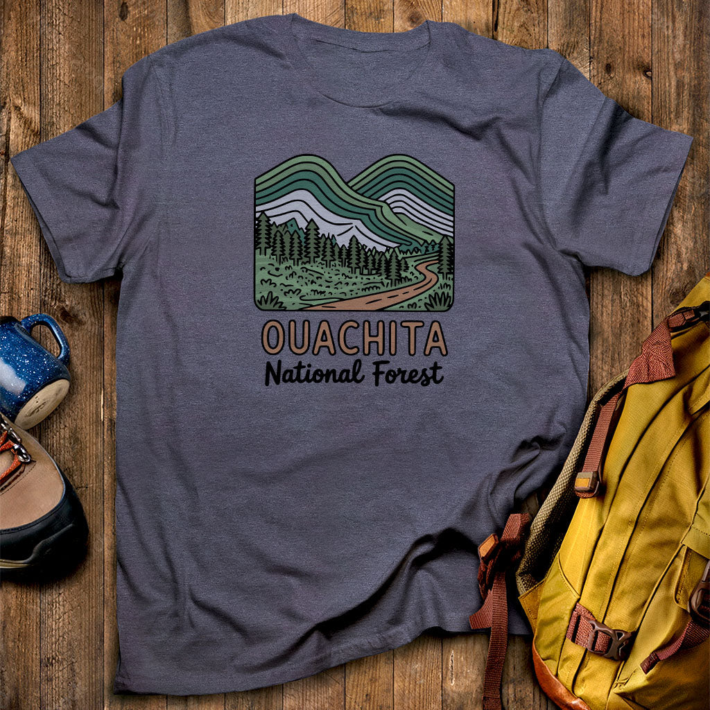 Ouachita National Forest T-Shirt Heather Navy Adventure and Outdoors Themed T-Shirt