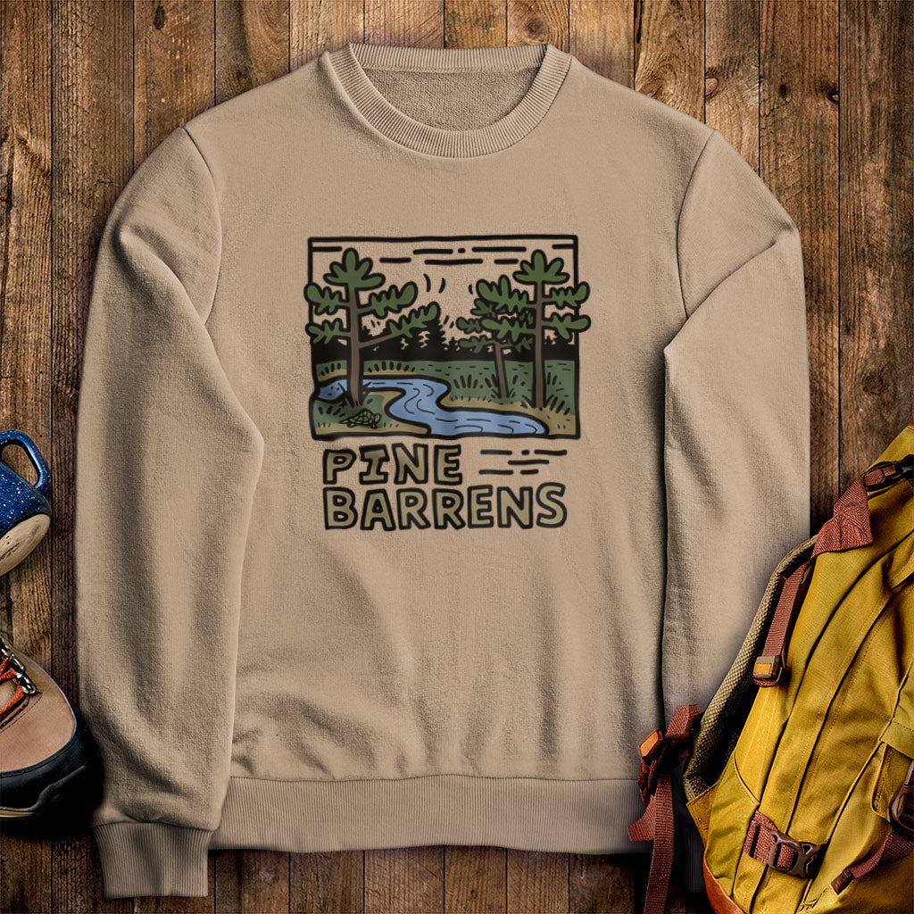 Pine Barrens Crewneck Sweatshirt Sand Adventure and Outdoors Themed Sweatshirt
