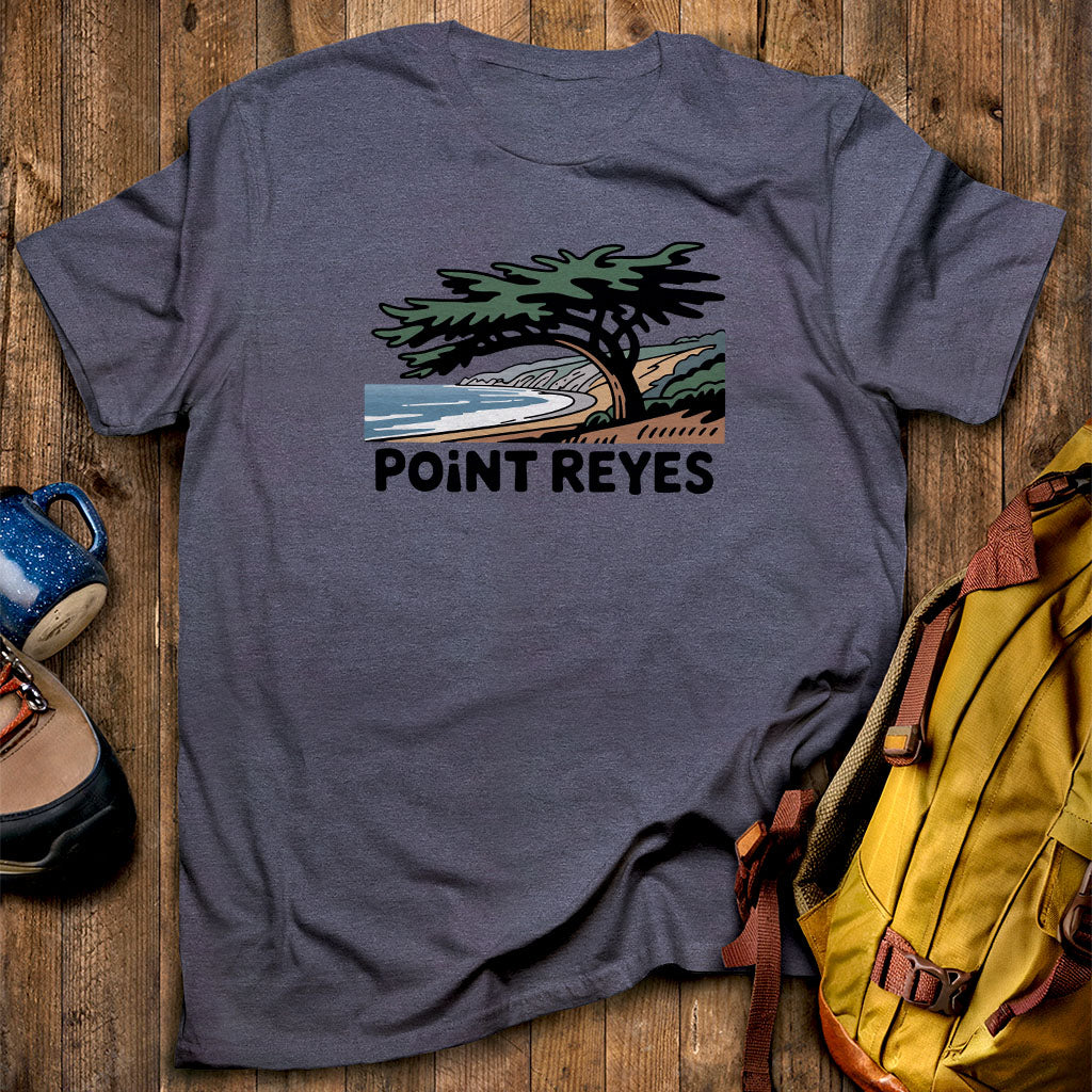 Point Reyes National Seashore T-Shirt Heather Navy Adventure and Outdoors Themed T-Shirt