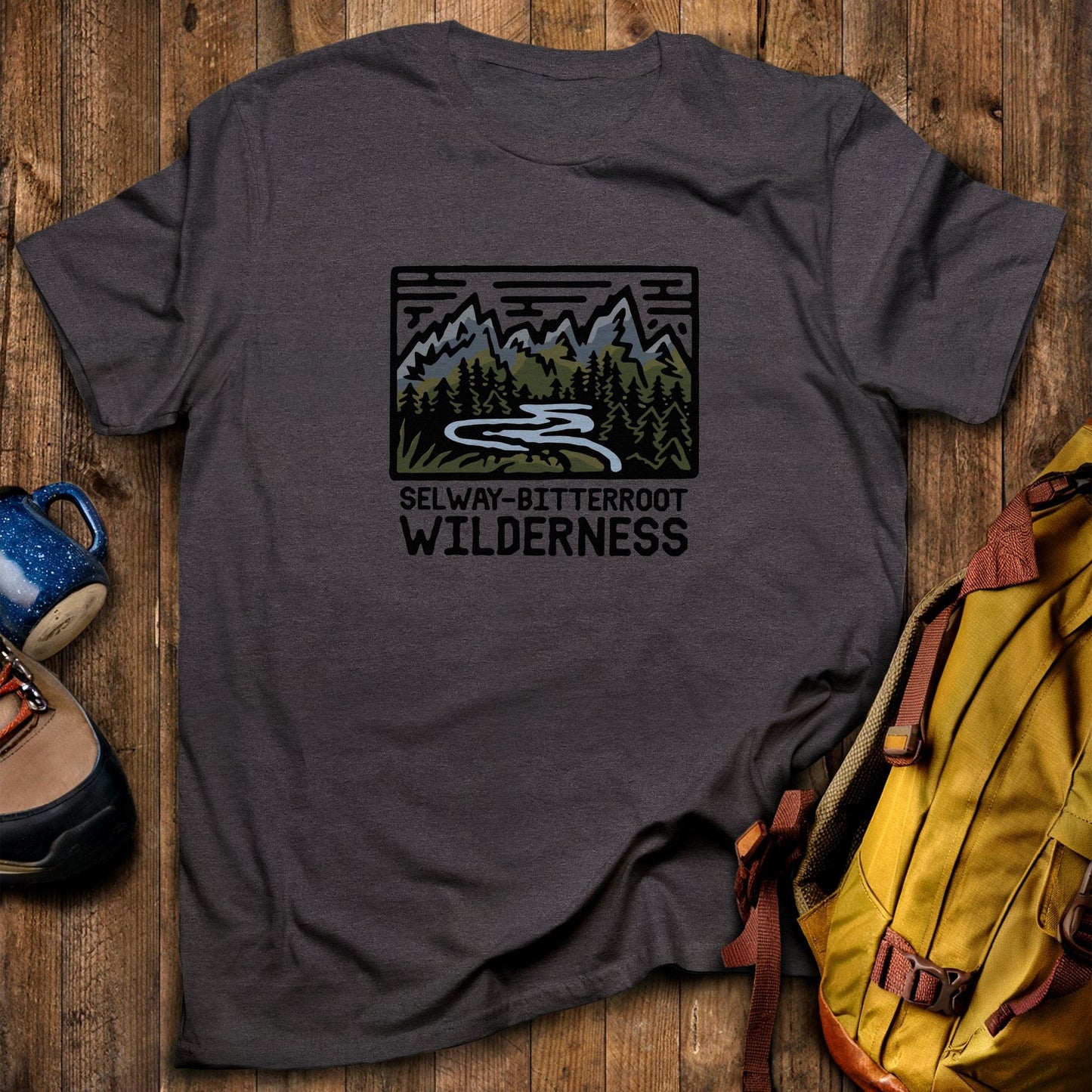 Selway-Bitterroot Wilderness T-Shirt Dark Heather Adventure and Outdoors Themed T-Shirt