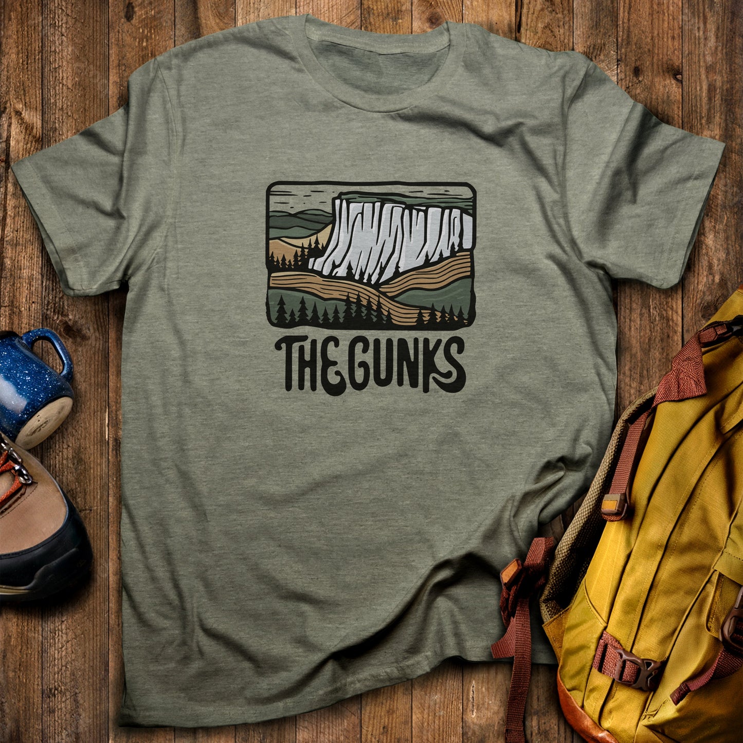 Shawangunk Ridge T-Shirt Heather Military Green Adventure and Outdoors Themed T-Shirt