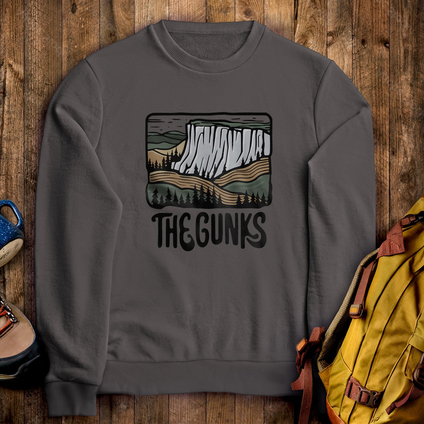 Shawangunk Ridge Crewneck Sweatshirt Charcoal Adventure and Outdoors Themed Sweatshirt