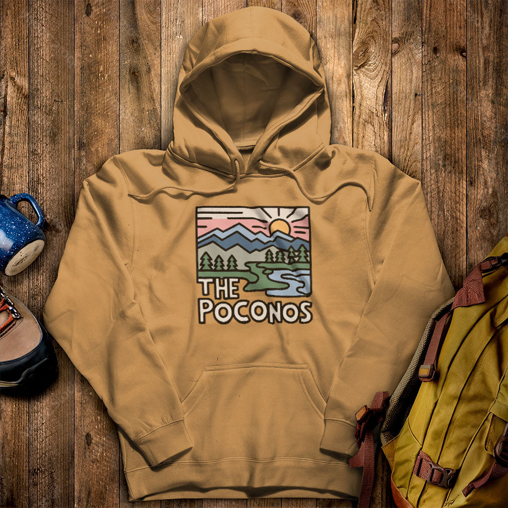 Poconos Mountains Hoodie Mustard Adventure and Outdoors Themed Hoodie