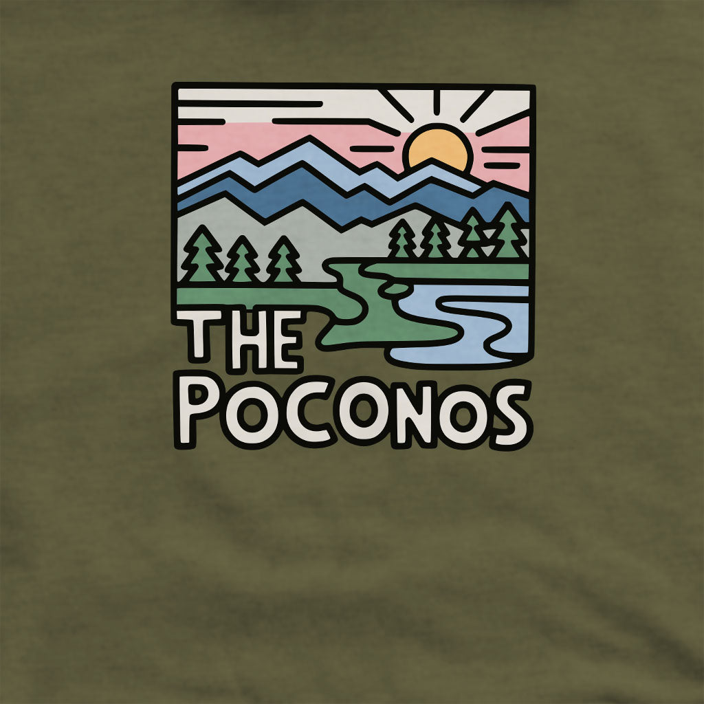 Poconos Mountains Crewneck Sweatshirt Adventure and Outdoors Themed Sweatshirt