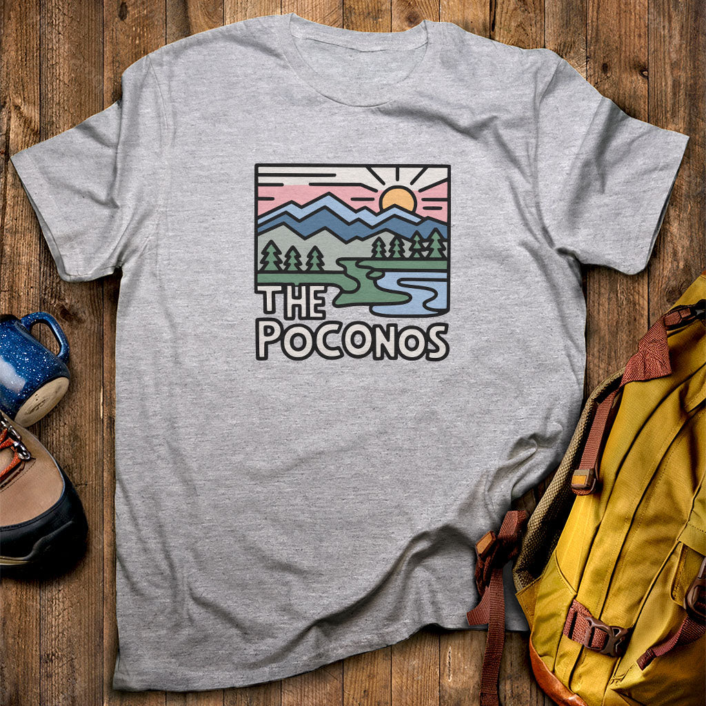 Poconos Mountains T-Shirt Sport Grey Adventure and Outdoors Themed T-Shirt