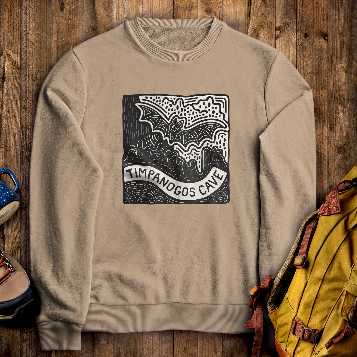 Timpanogos Cave Crewneck Sweatshirt Sand Adventure and Outdoors Themed Sweatshirt