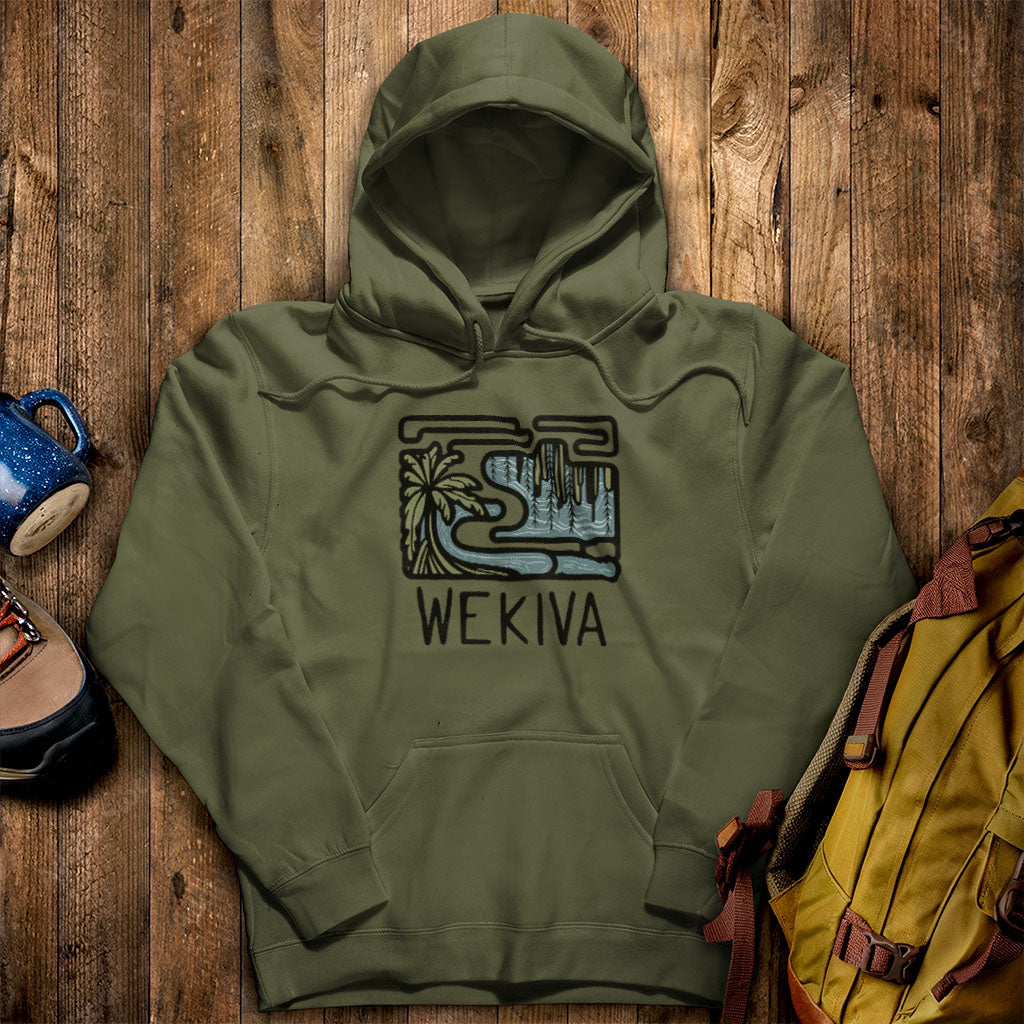 Wekiva River Hoodie Military Green Adventure and Outdoors Themed Hoodie