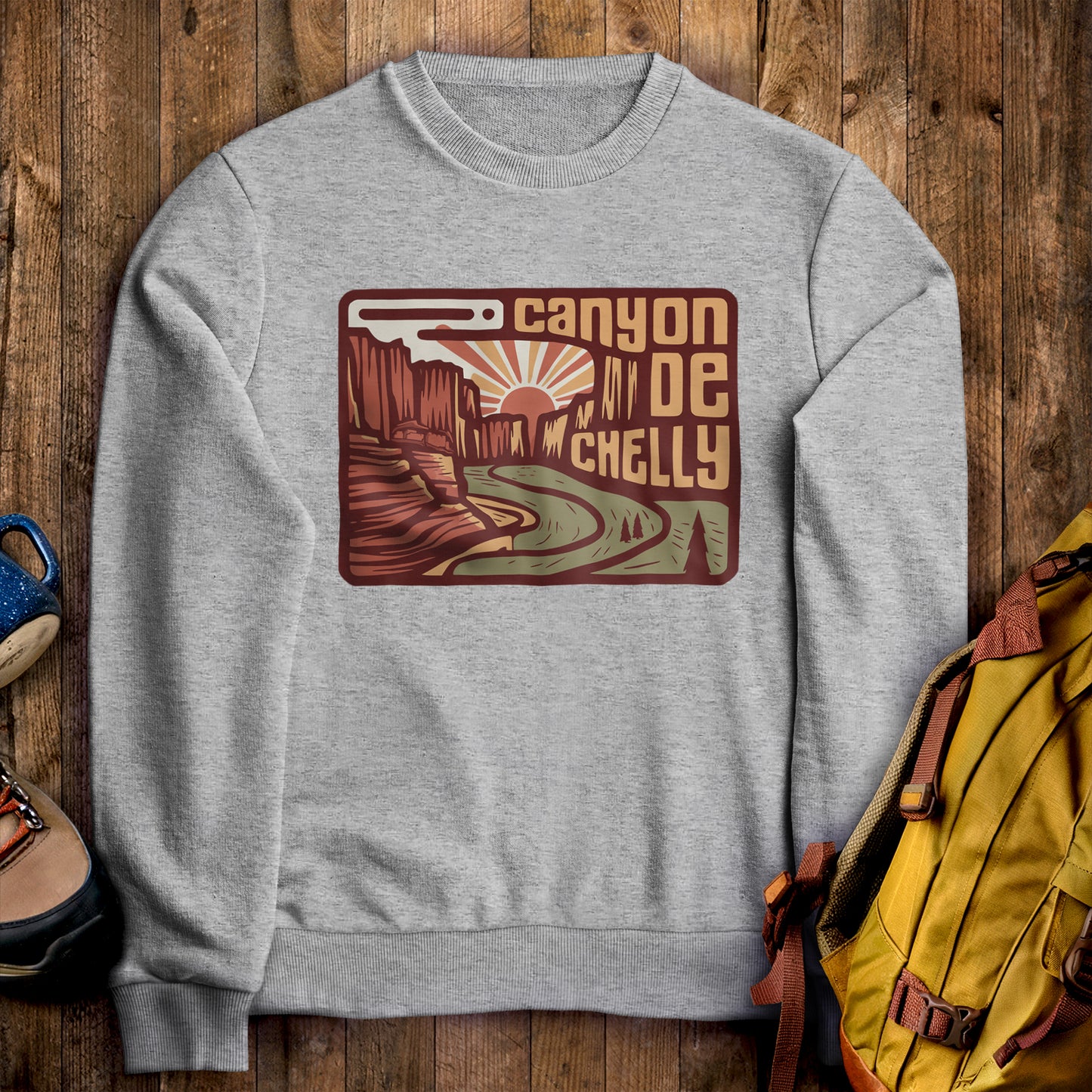 Canyon de Chelly National Monument Crewneck Sweatshirt Sport Grey Adventure and Outdoors Themed Sweatshirt