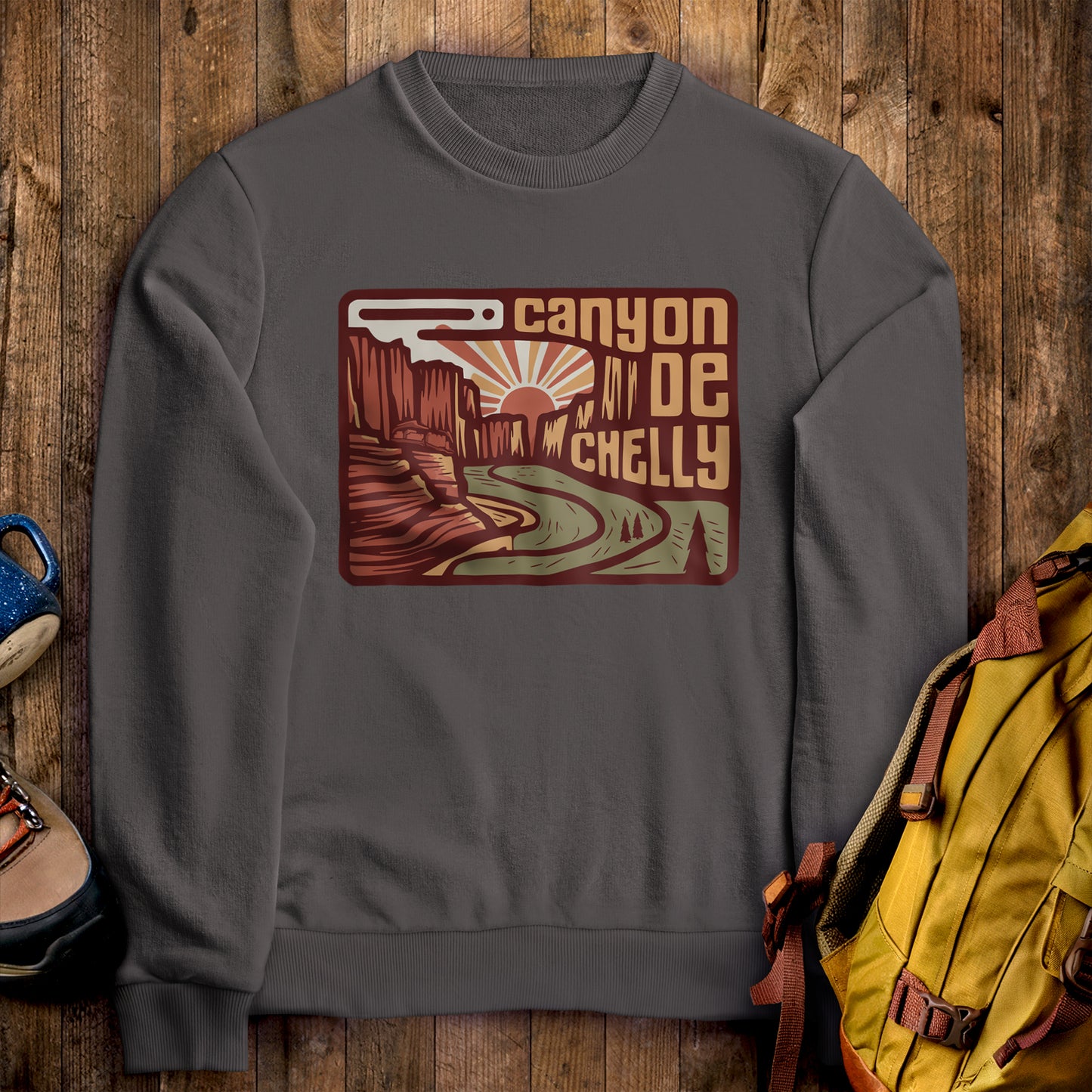 Canyon de Chelly National Monument Crewneck Sweatshirt Charcoal Adventure and Outdoors Themed Sweatshirt