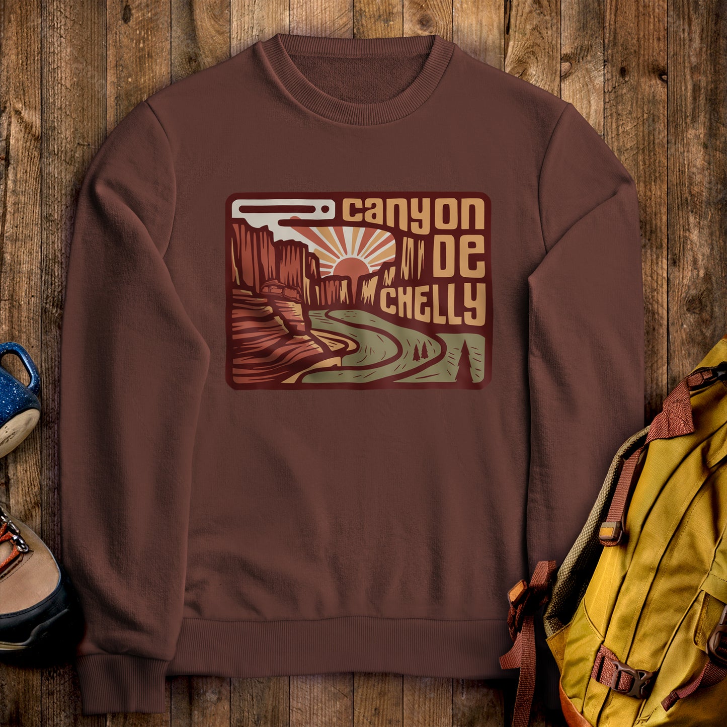 Canyon de Chelly National Monument Crewneck Sweatshirt Cocoa Adventure and Outdoors Themed Sweatshirt