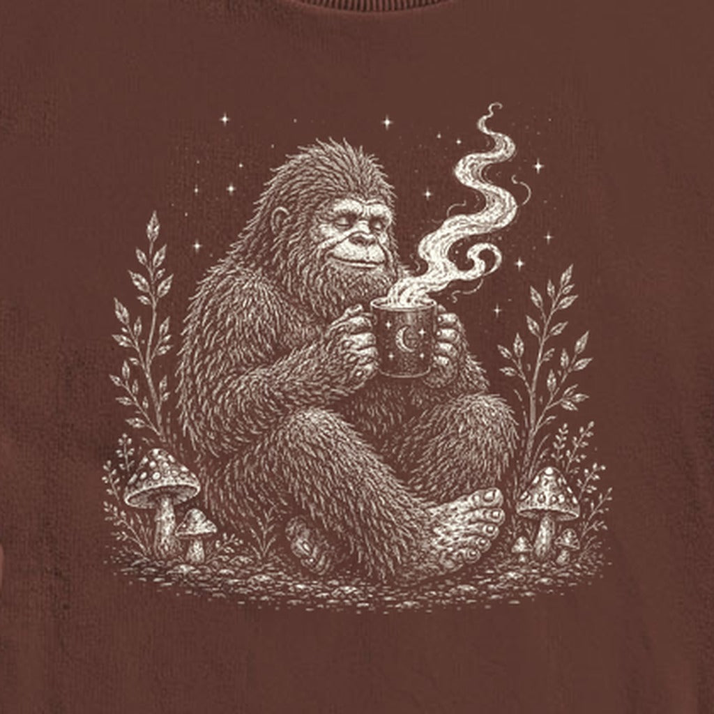 Sasquatch Drinking Coffee Crewneck Sweatshirt