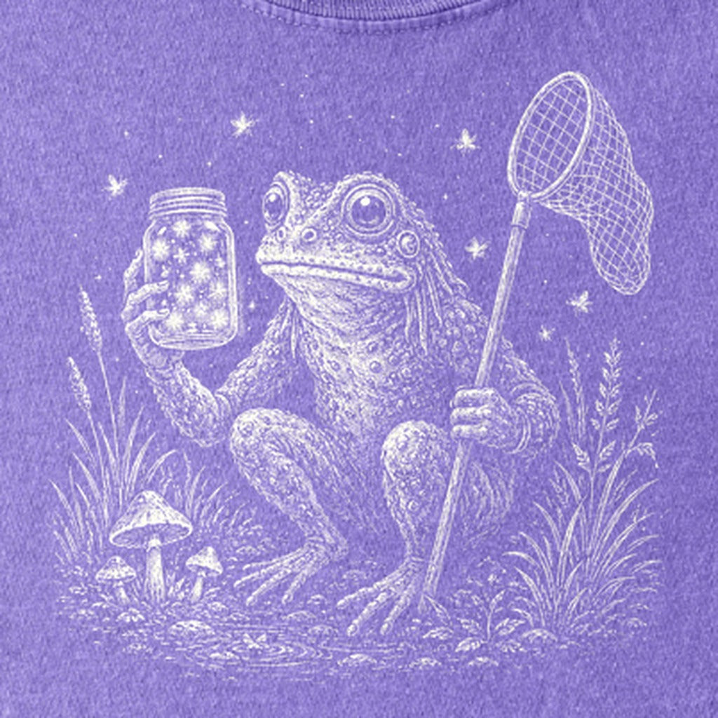 Frogman Catching Fireflies Kids Cotton T-Shirt