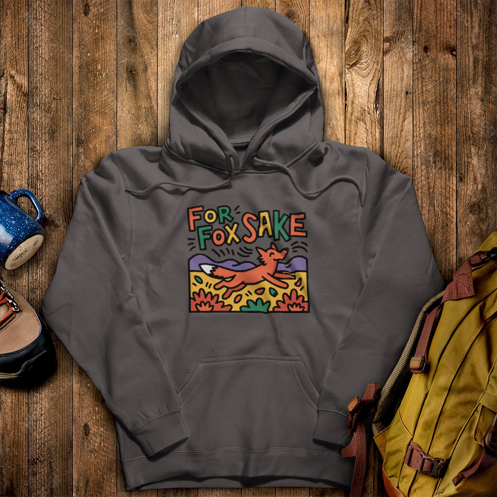 For Fox Sake Hoodie Charcoal Adventure and Outdoors Themed Hoodie