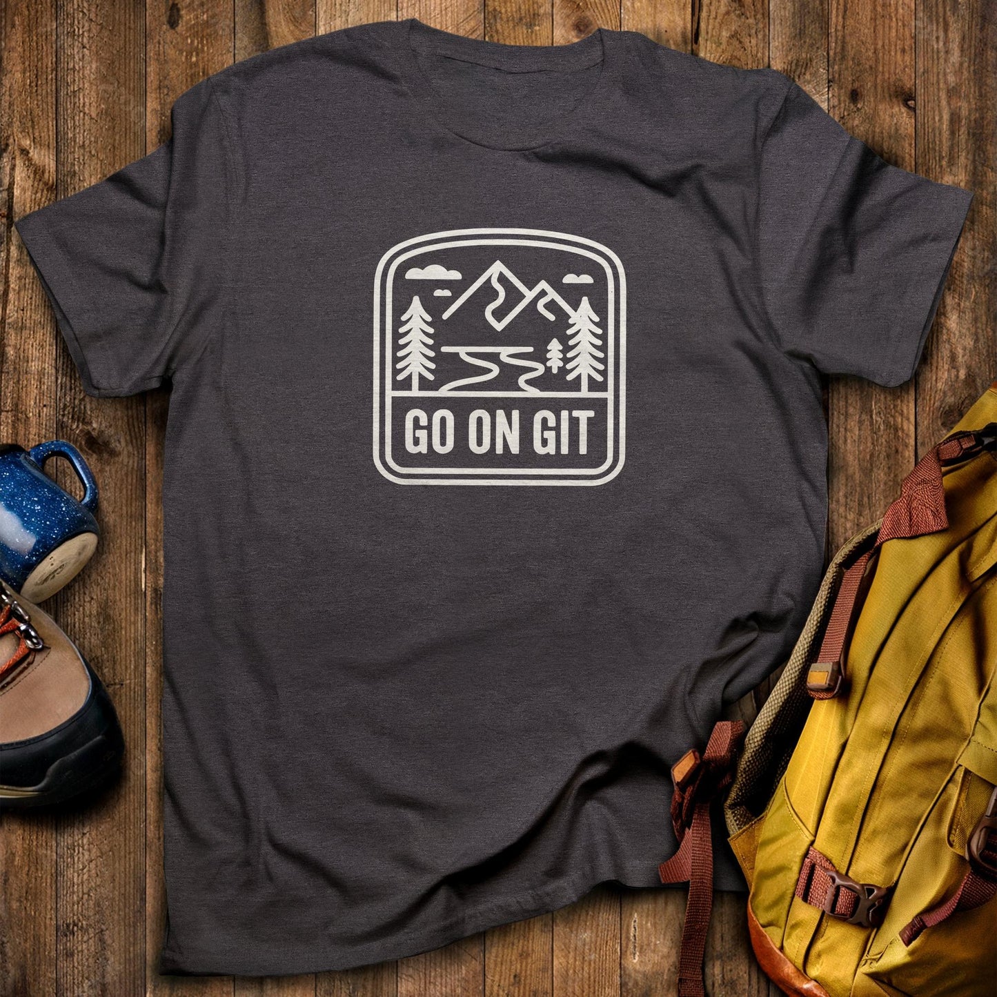 Go On Git T-Shirt Dark Heather Adventure and Outdoors Themed T-Shirt
