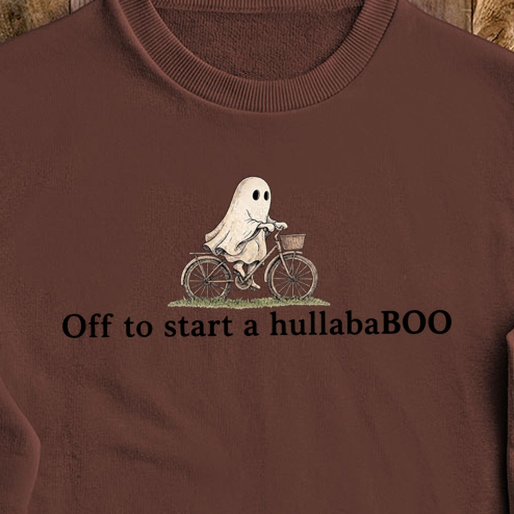 Small Ghost Riding a Bike Hullababoo Crewneck Sweatshirt