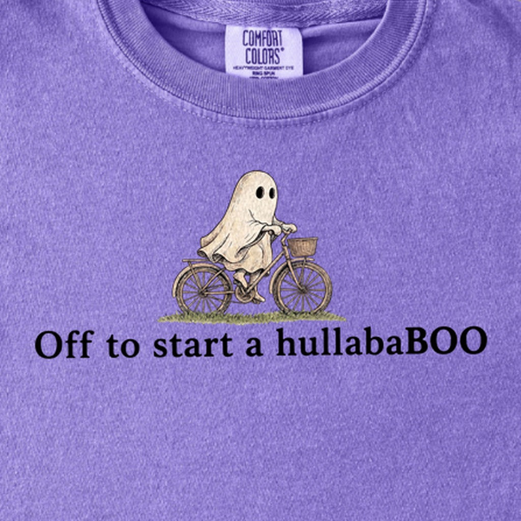 Small Ghost Riding a Bike Hullababoo Kids Cotton T-Shirt