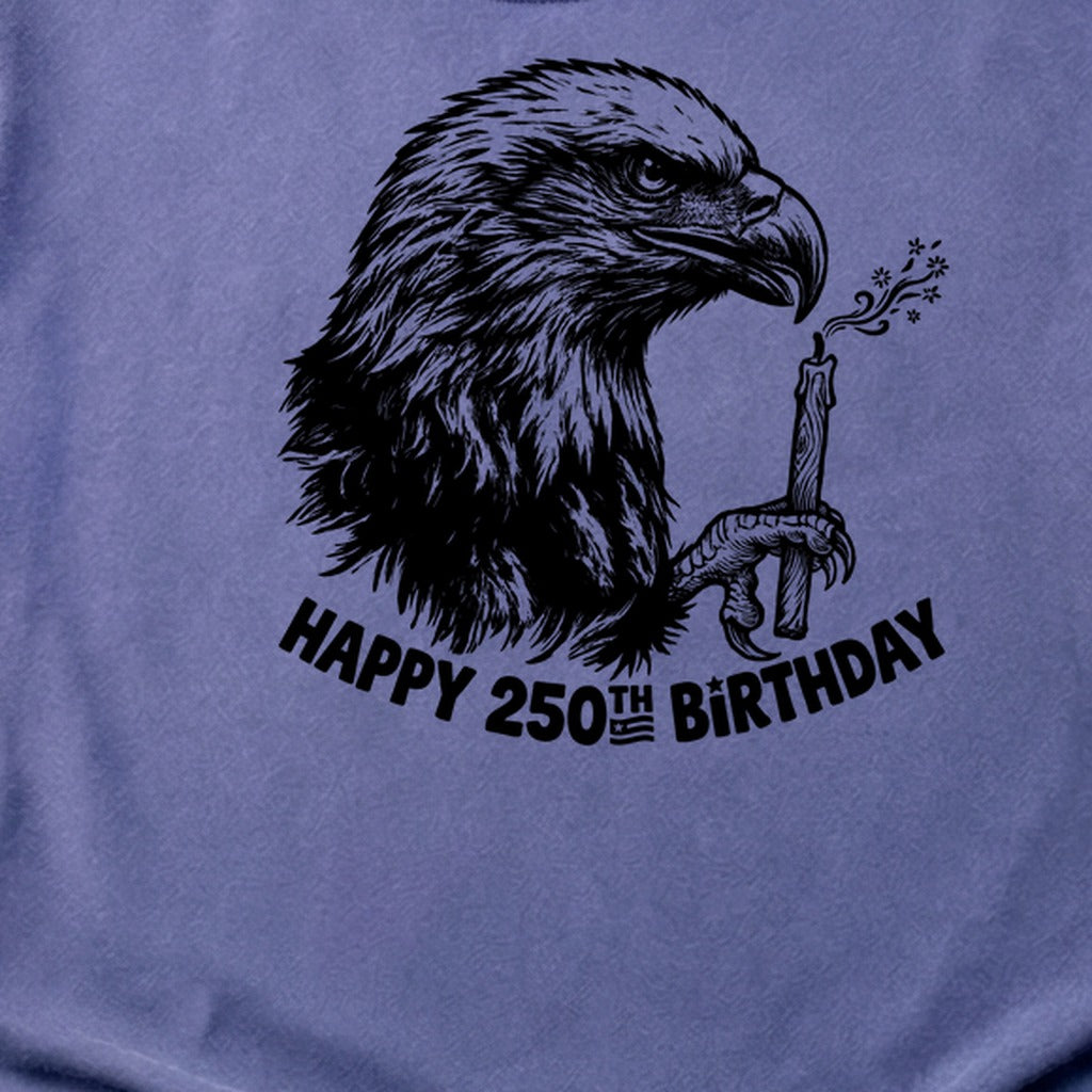 Happy 250th Birthday America Eagle Blowing Out a Candle Cotton T-Shirt