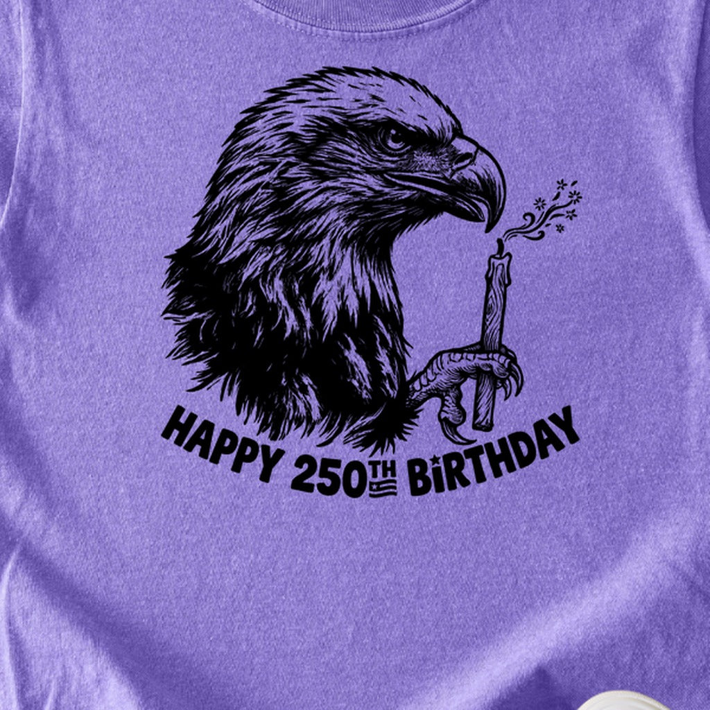 Happy 250th Birthday America Eagle Blowing Out a Candle Kids Cotton T-Shirt