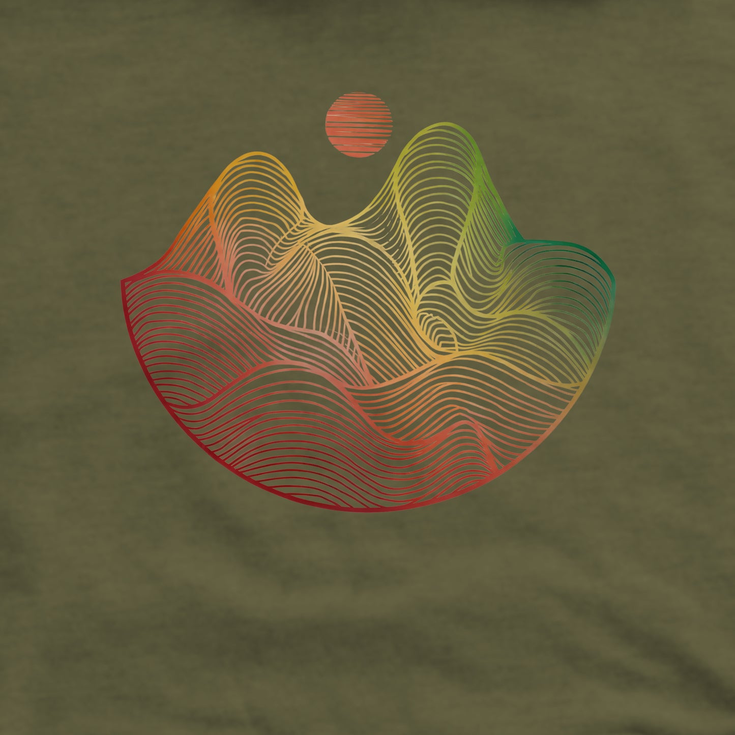 Mountain Sunset Woodblock Crewneck Sweatshirt Adventure and Outdoors Themed Sweatshirt