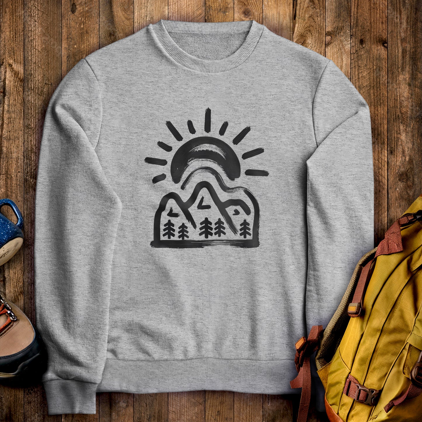 Painted Peaks Crewneck Sweatshirt Sport Grey Adventure and Outdoors Themed Sweatshirt