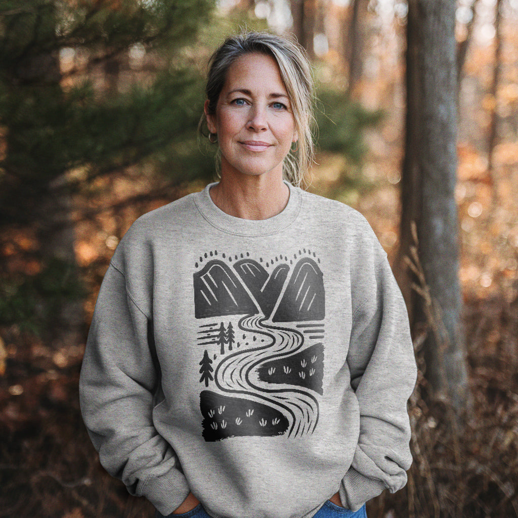 Valley Trails Crewneck Sweatshirt Adventure and Outdoors Themed Sweatshirt
